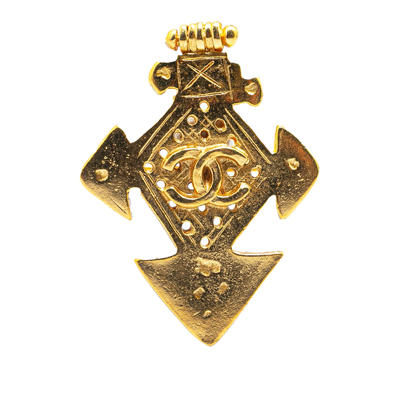 Pre-Loved Chanel Gold Plated CC Cross Brooch - Picture 1 of 5
